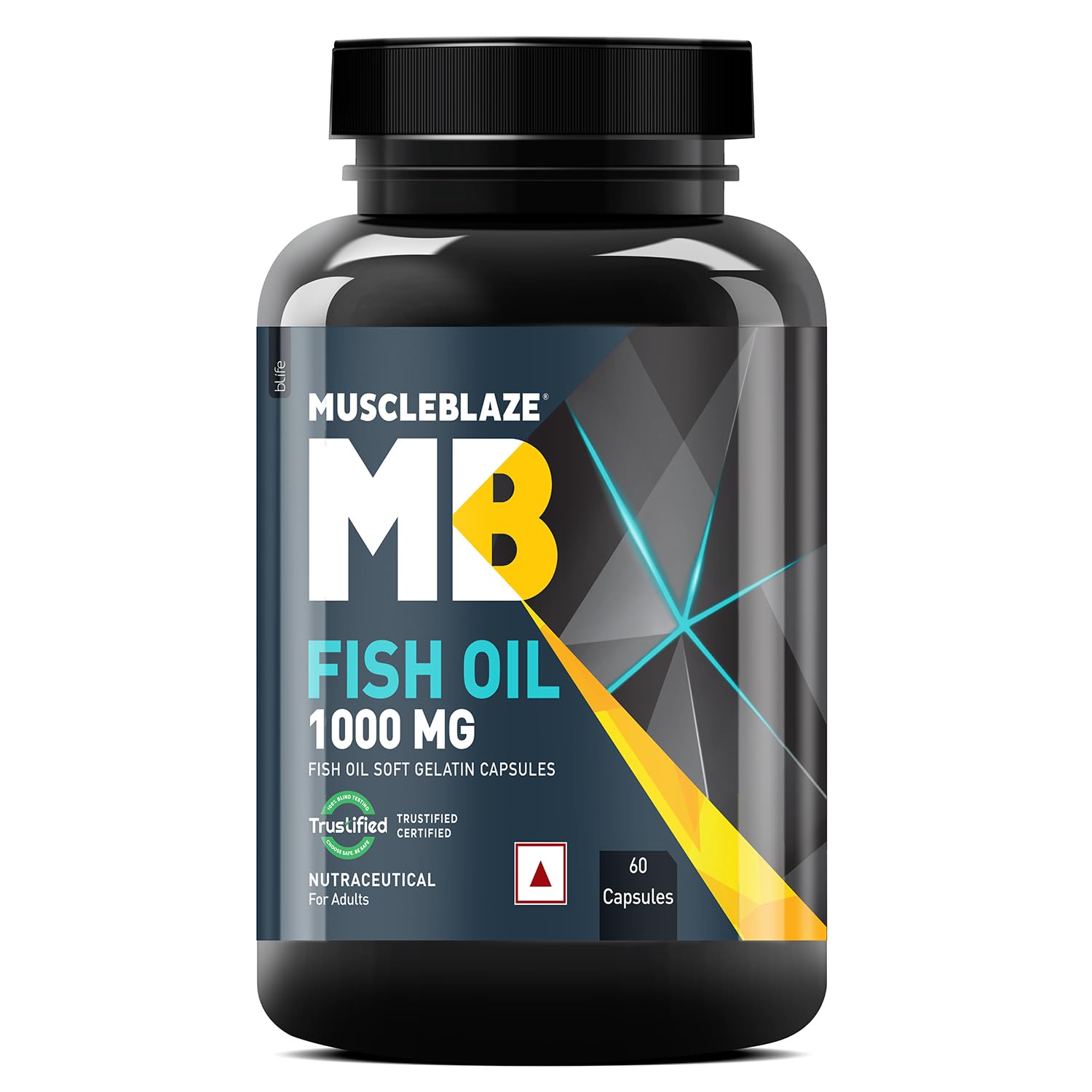 MuscleBlaze Fish Oil Omega 3 1000mg 60 Capsules with 300mg EPA DHA Labdoor USA Certified