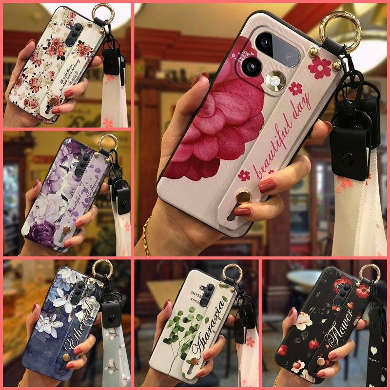 Ring Wristband Phone Case For Oppo Reno15 Global/Reno15C Flower Phone Holder Anti-dust Durable Lanyard Kickstand