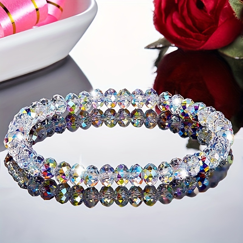 【Hottest Trends】Wish Bracelet Female Student Square Imitation Crystal Chain Bracelet Ring Exquisite Luxury Fashion