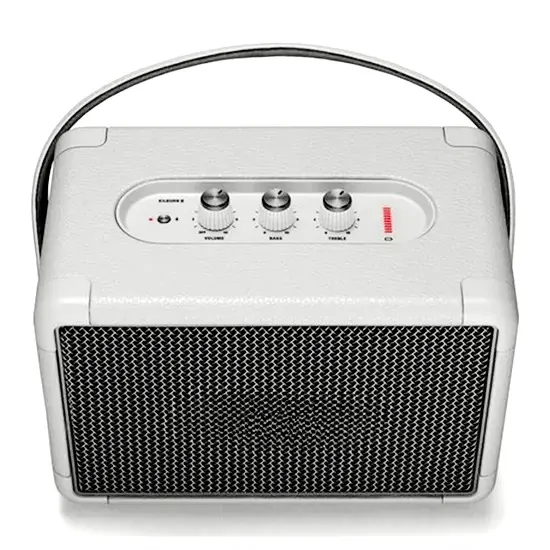 Leather High-Power Stereo Wireless Speaker with Dual Microphones | Portable Bluetooth Speaker with Bass & Treble Control, Hand-Held Subwoofer for Outdoor & Karaoke - Ojustore