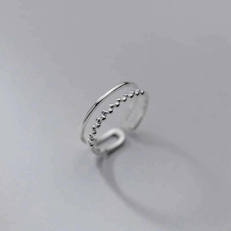 【Unlimited repurchase】New Mori Style Simple Round Bead Hollow Double Layer Ring Small Fresh Line Ins Style Elegant Fine Hand Jewelry for Women