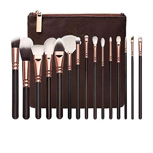 15 Wooden handle Makeup Brushes Natural hair Makeup brush set with Bag