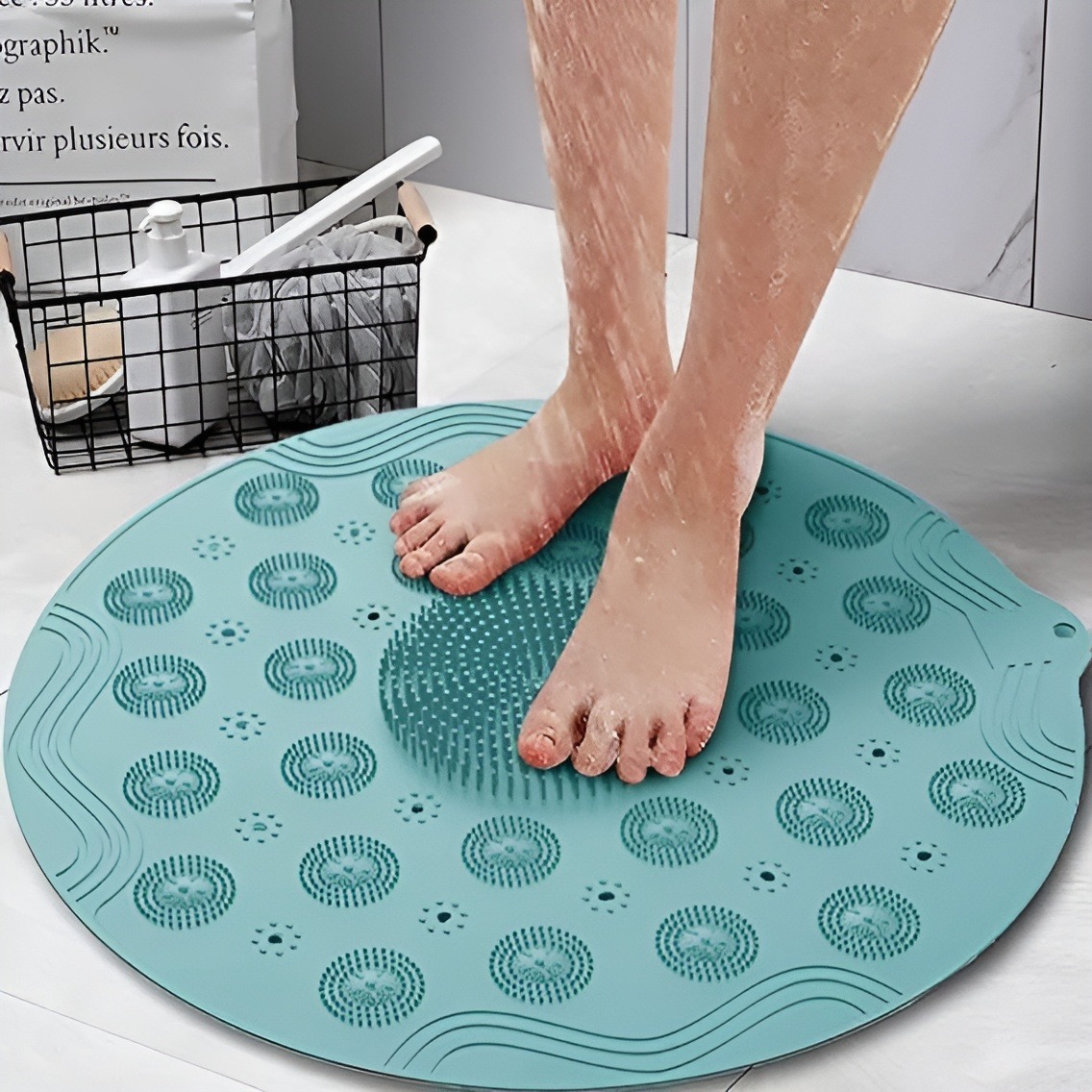 Bathroom Non Slip Foot Scrubber Silicone Massage Foot Pad