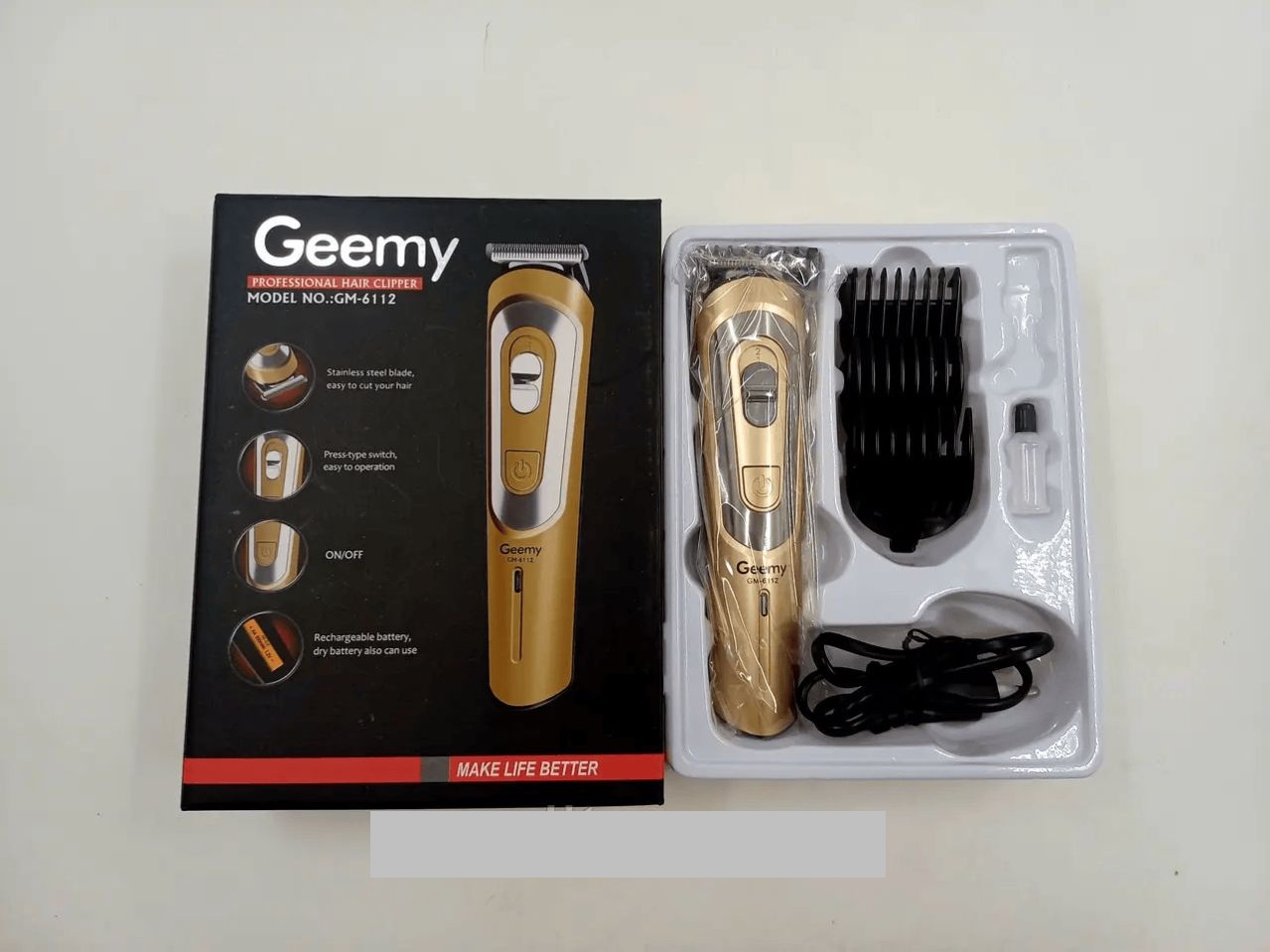 Geemy GM-6112 Cordless Hair Clipper Beard Trimmer
