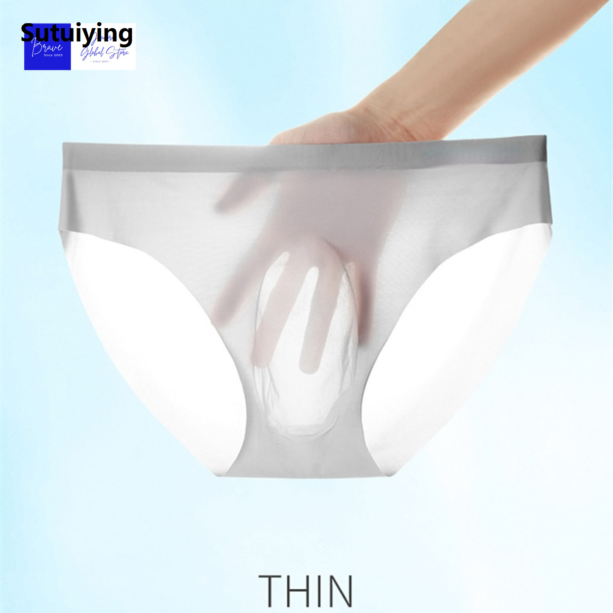 Sutuiying 1Pc Ice Silk Men's Briefs Underpants Breathable Man Underwear Briefs Transparent Men Underwear Summer Mens Panties