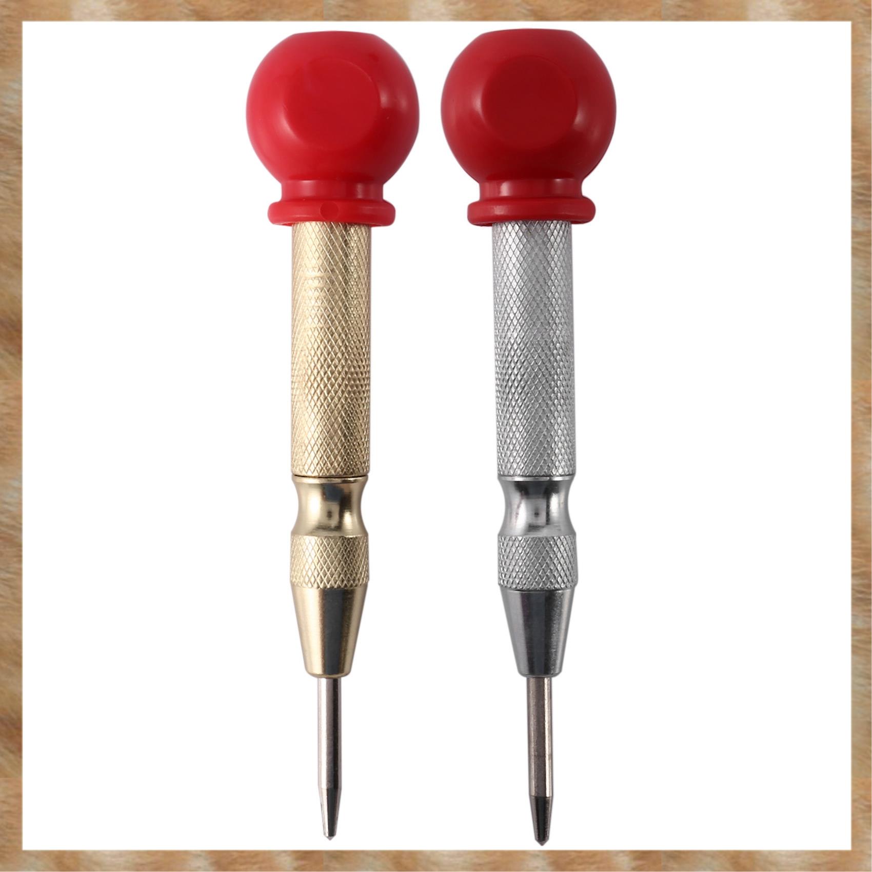 Kqueebee 2 Pcs High Speed Center Punch,Center Hole Punch Marker Scriber For Wood,Metal,Plastic,Car Window Puncher Breaker Tool With Cushion Cap And Adjustable Impact-Gold/Silver