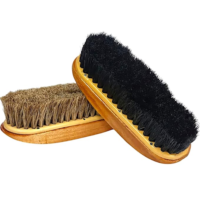 FR-MGW 2 Pieces of Premium Shoe Polish Brushes for Leather Shoes Shoe Cleaning, Polishing, and Shining Brush Set Ideal for Black & Brown Leather Boots, Formal Shoes & Daily Footwear (Pack of 2)