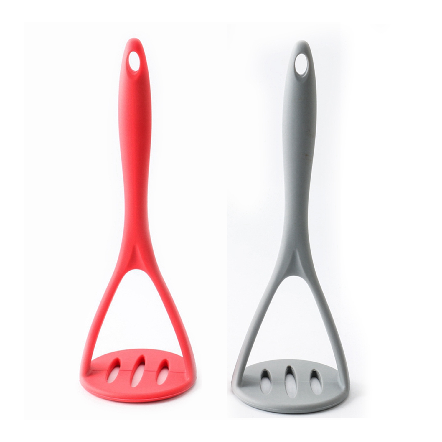 NXFDSIOZ 2x New Silicone Potato Pressure Mud Mashed Potato Pressed Masher for Sweet Fruit Family Hotel Restaurant Use Red & Gray