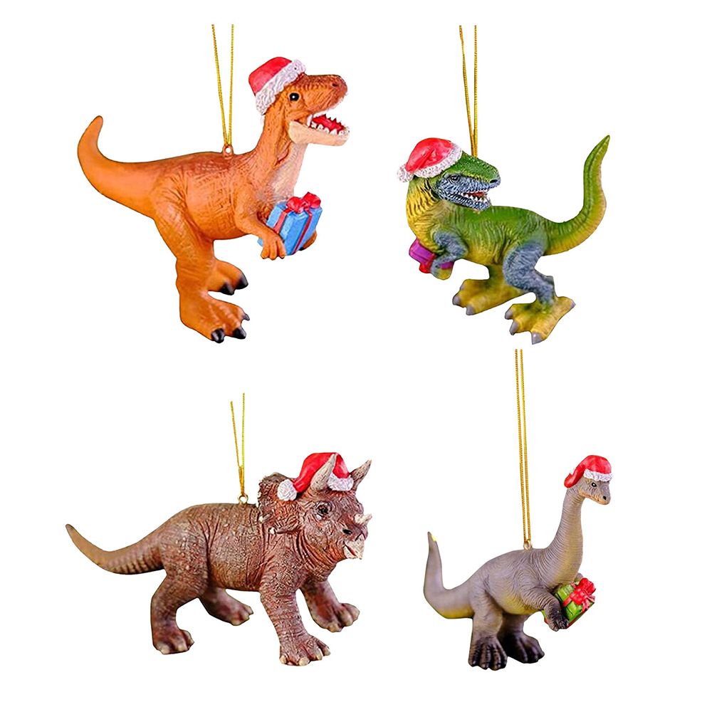 4 pcs New New Year Home Decor Cartoon Xmas Tree Ornaments Christmas Dinosaur Decoration Christmas Pendant