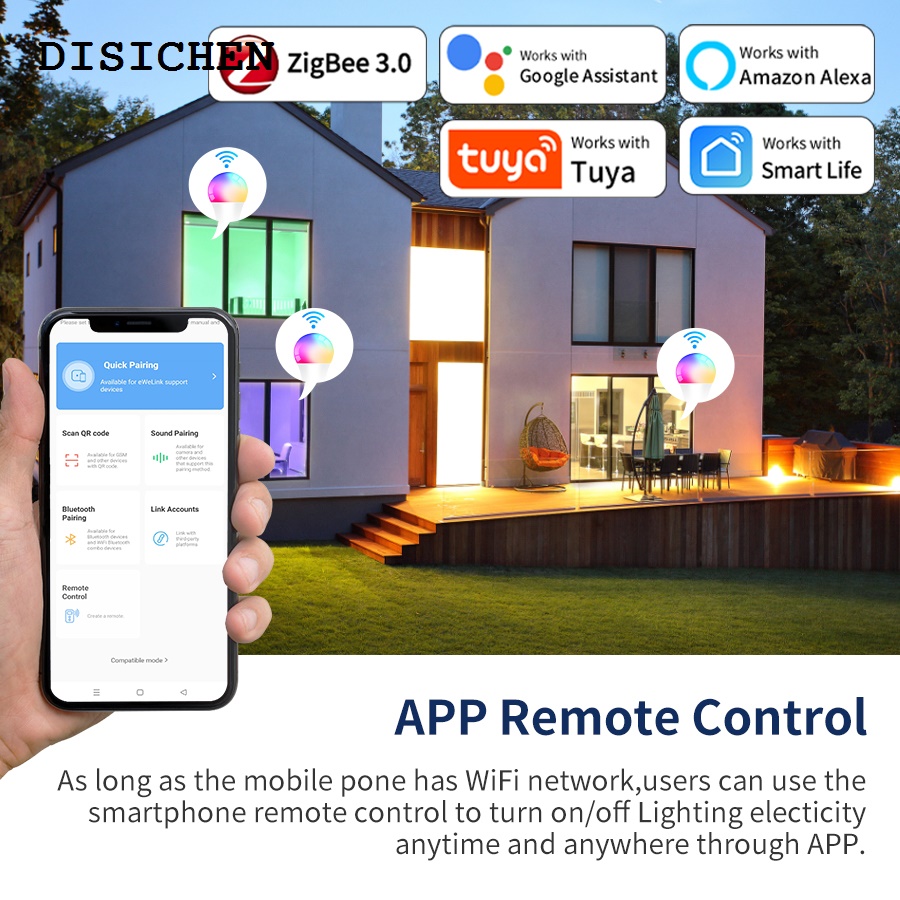 DISICHEN Luxury E27 Tuya Zigbee Smart Light Bulb 85-265V 12W 15W 18W Intelligent LED Lamp Work With Alexa Google Home Require Multi-mode Gateway