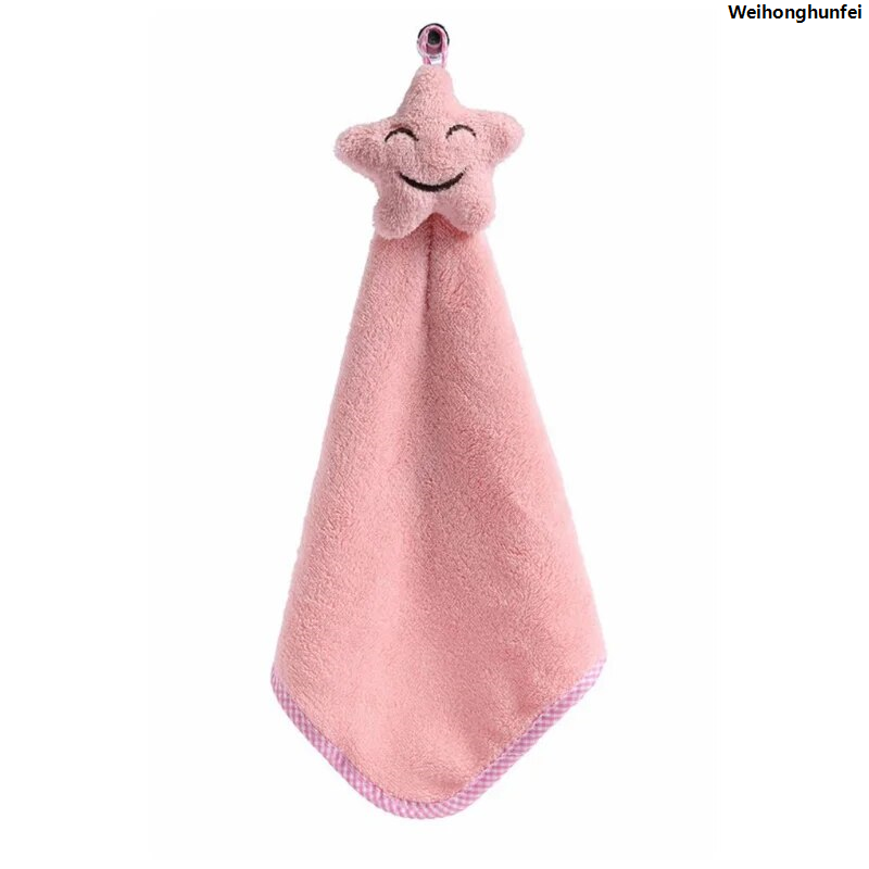 WeihonghunfeiCute Star Kitchen Cleaning Towel Hanging Hand Towels Absorbent 1Pcs Dishcloths Lint-Free Cloth Coral Velvet Soft High Quality