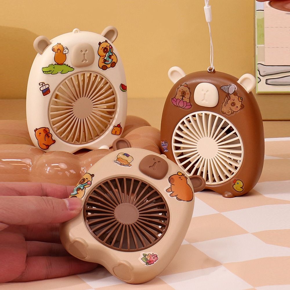 Gifts Creative Cute Capybara Fan Solid Color Rechargeable Mini Capybara Fan Durable 3-speed Mini Fan Camping