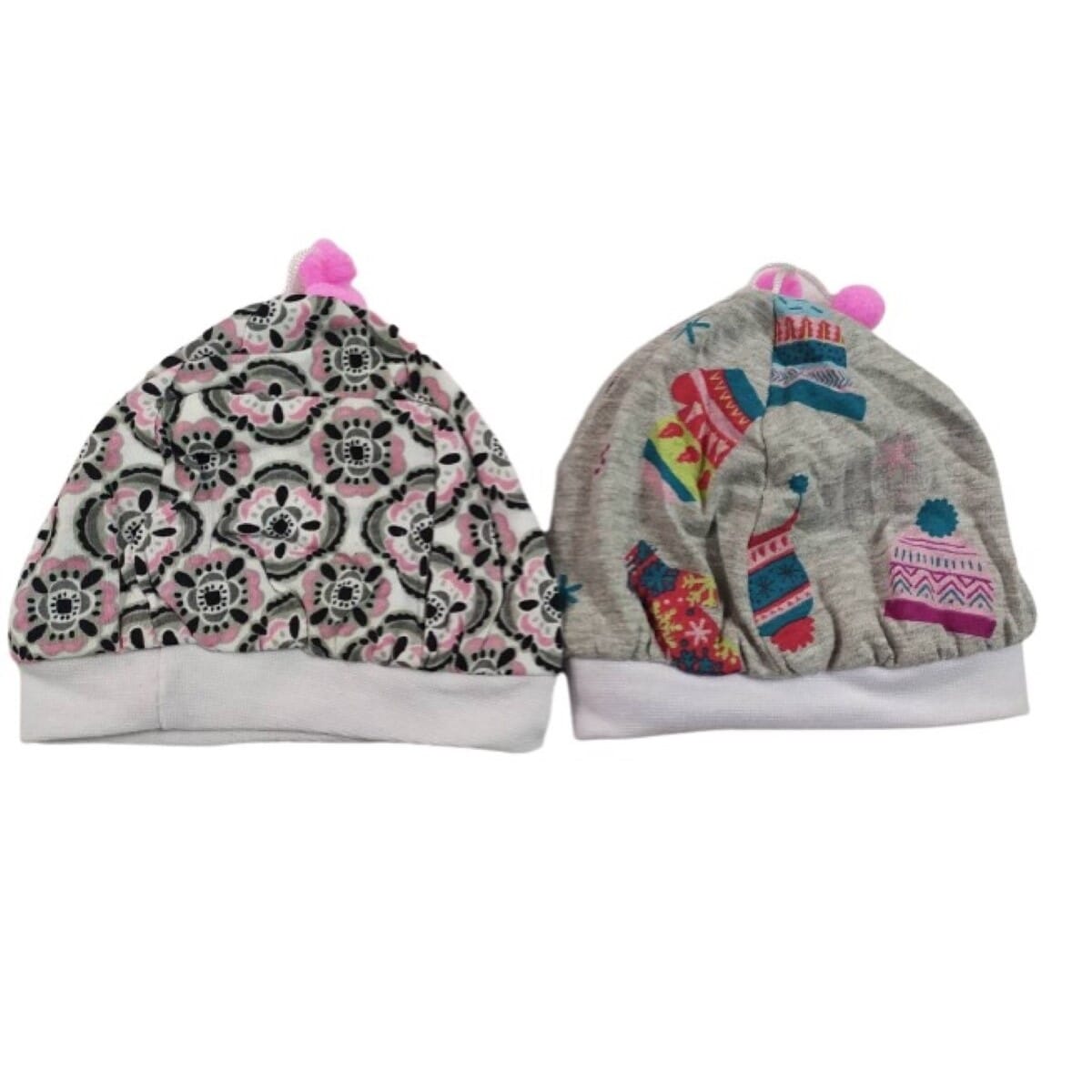 Bundle Of 2 Pairs New Born Baby Cap (0-6 Months) - Color May Vary