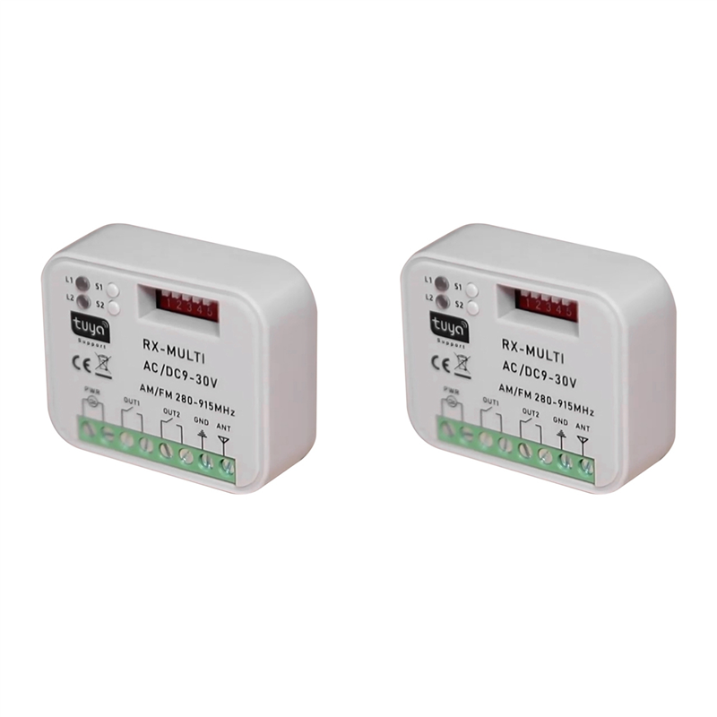 (GREH) 2X Smart WiFi Universal Multi-Frequency Receiver Switch Remote Relay Tuya Garage Door Home Automation Tuya WIFI DC9-30V