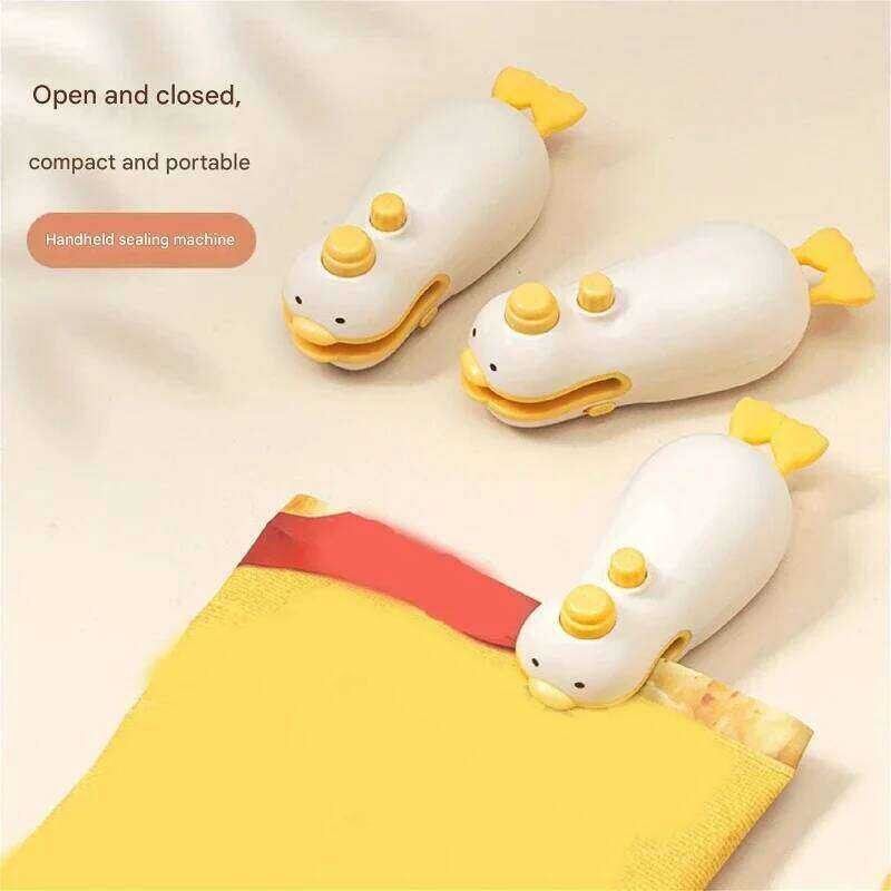 1PC Cute Duck Rechargeable Bag Household Vacuum Mini Sealer, Portable Fast Heat Sealing Snack