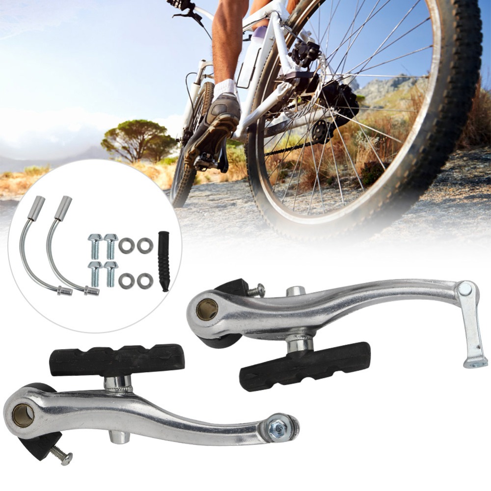 1 Pair  Durable Aluminium Alloy V Brake Set Silver Adjustable Clamp Bicycle Brake Set Easy to Install Brake Lever Kit for Mountain Bikes,Road Bikes