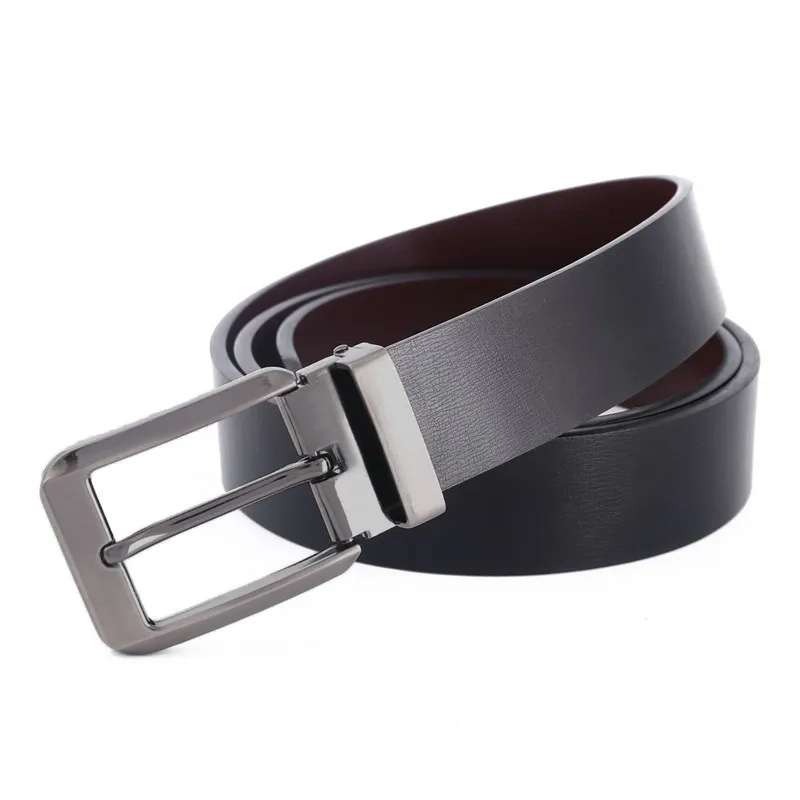 3.5 cm Formal, Evening Black, Brown Leatherite, Artificial Leather Reversible Belt