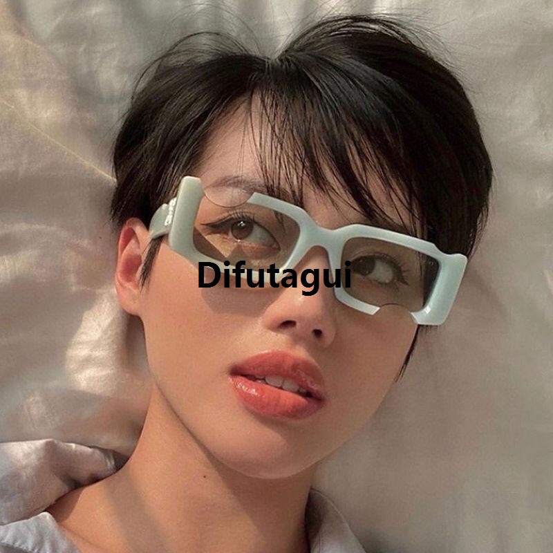 Difutagui New style [ New ] Personalized Notched Ripped Sunglasses 2021 2025 New Hip Hop Sun Glasses Mint Green Sunglasses Trend Catwalk