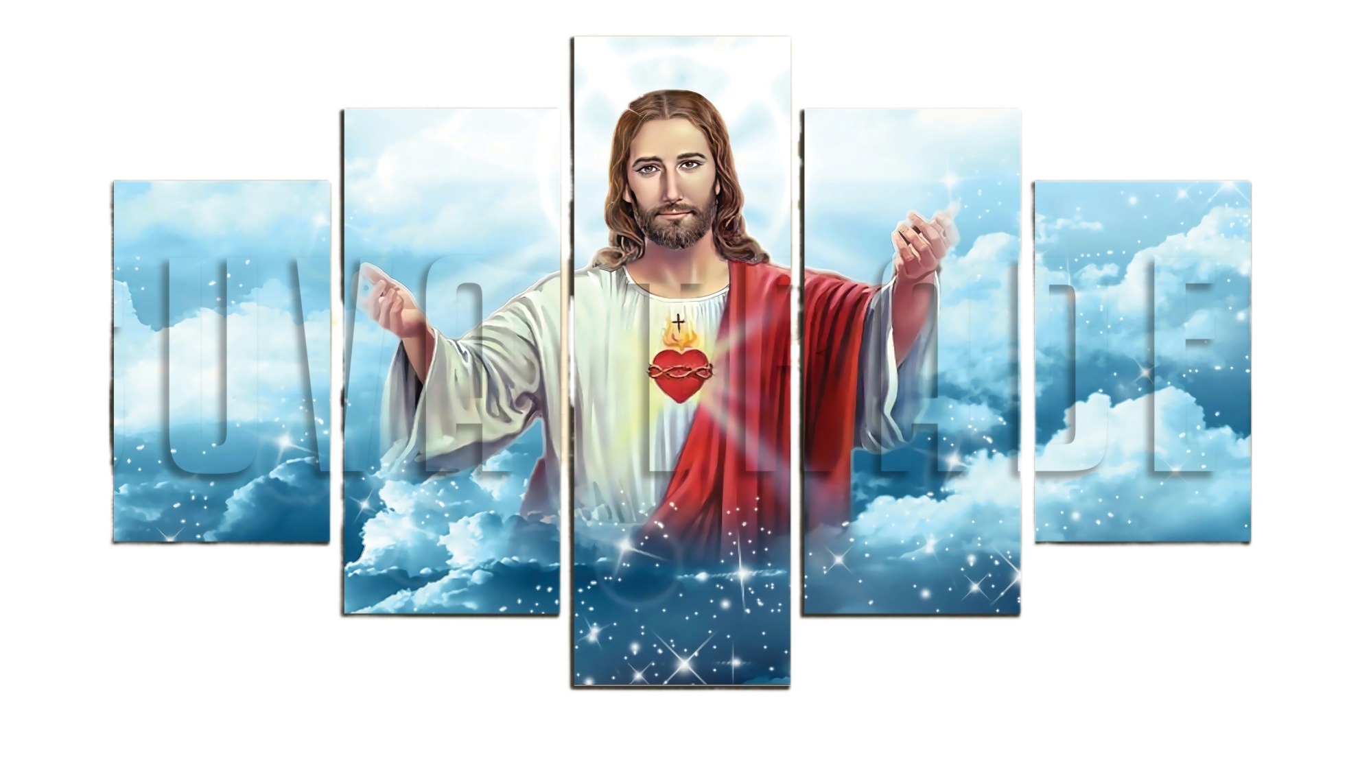 5 Piece Panel Ganesh Mantra Wall Hang God Canvas Art