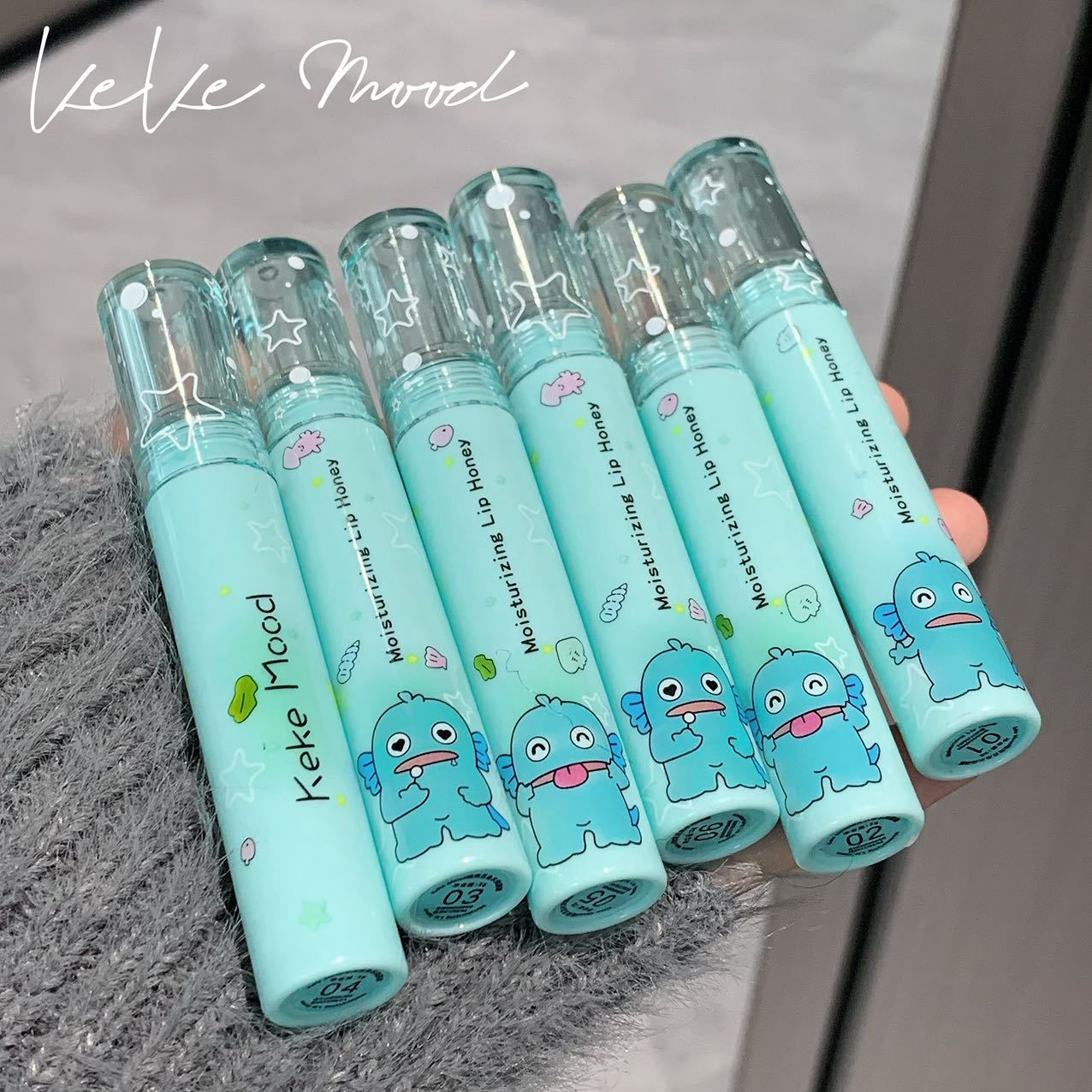 KekeMood, cute pet ugly fish, moisturizing lip gloss, transparent water, mirror surface, long-lasting moisturizing and transparent, not easy to fade lip gloss