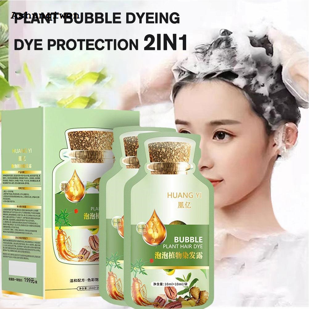 Ashunqiwen Hot Selling New specials 10pcs/Box Hair Dye Shampoo Natural Plant Bubble Hair Dye Long-lasting Hair Color Convenient And Effective Hair Coloring Shampoo
