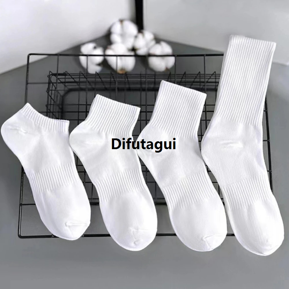 Difutagui Luxury Socks Business Women's Ankle Sports Breathable Soft Style Socks Sales promotion Solid Color Double 4 Black White Multi Boots Men's and Autumn