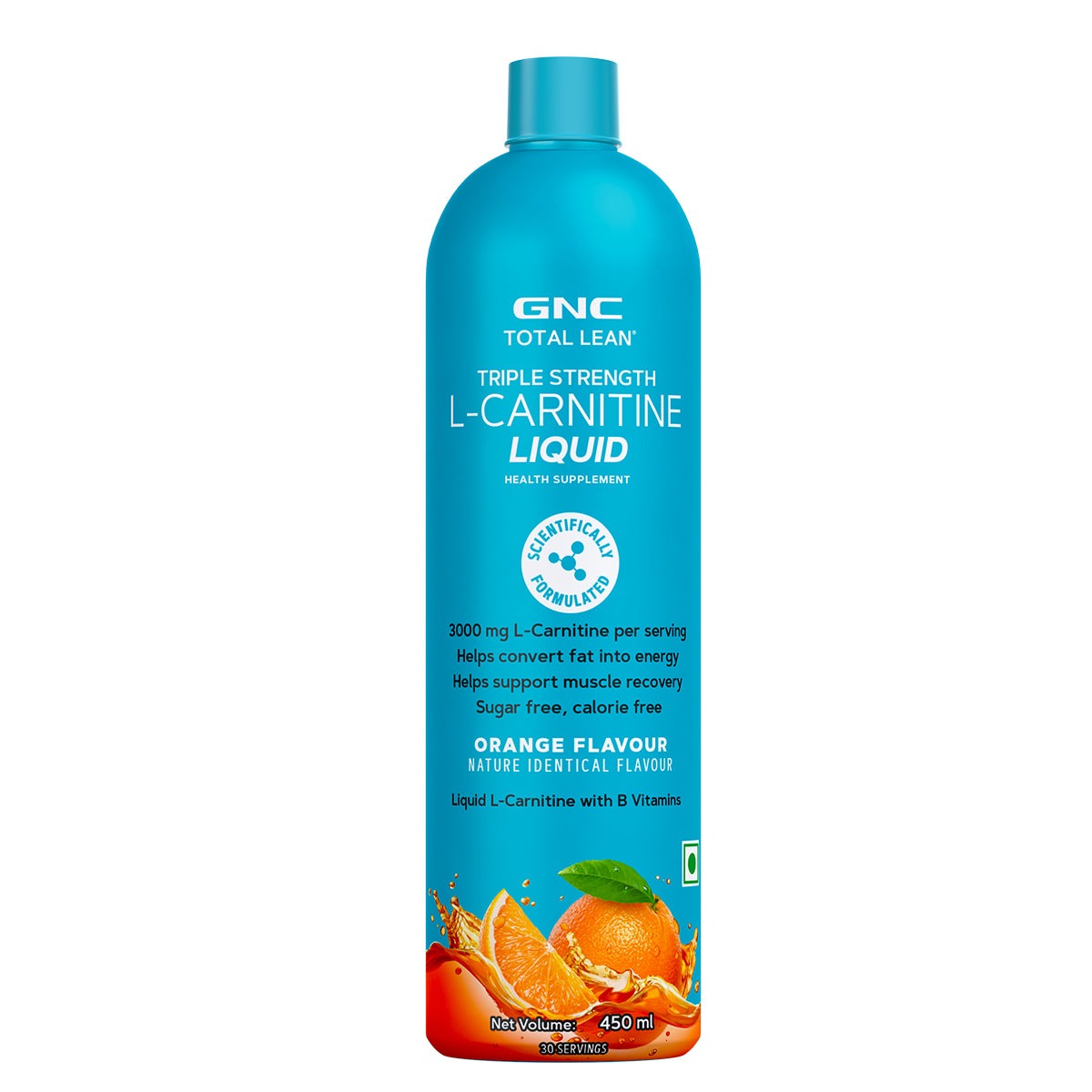 GNC Total Lean Triple Strength L-Carnitine Liquid 3000mg- 450ml (30 Servings) For Burns Fat For Energy & Muscle Gains