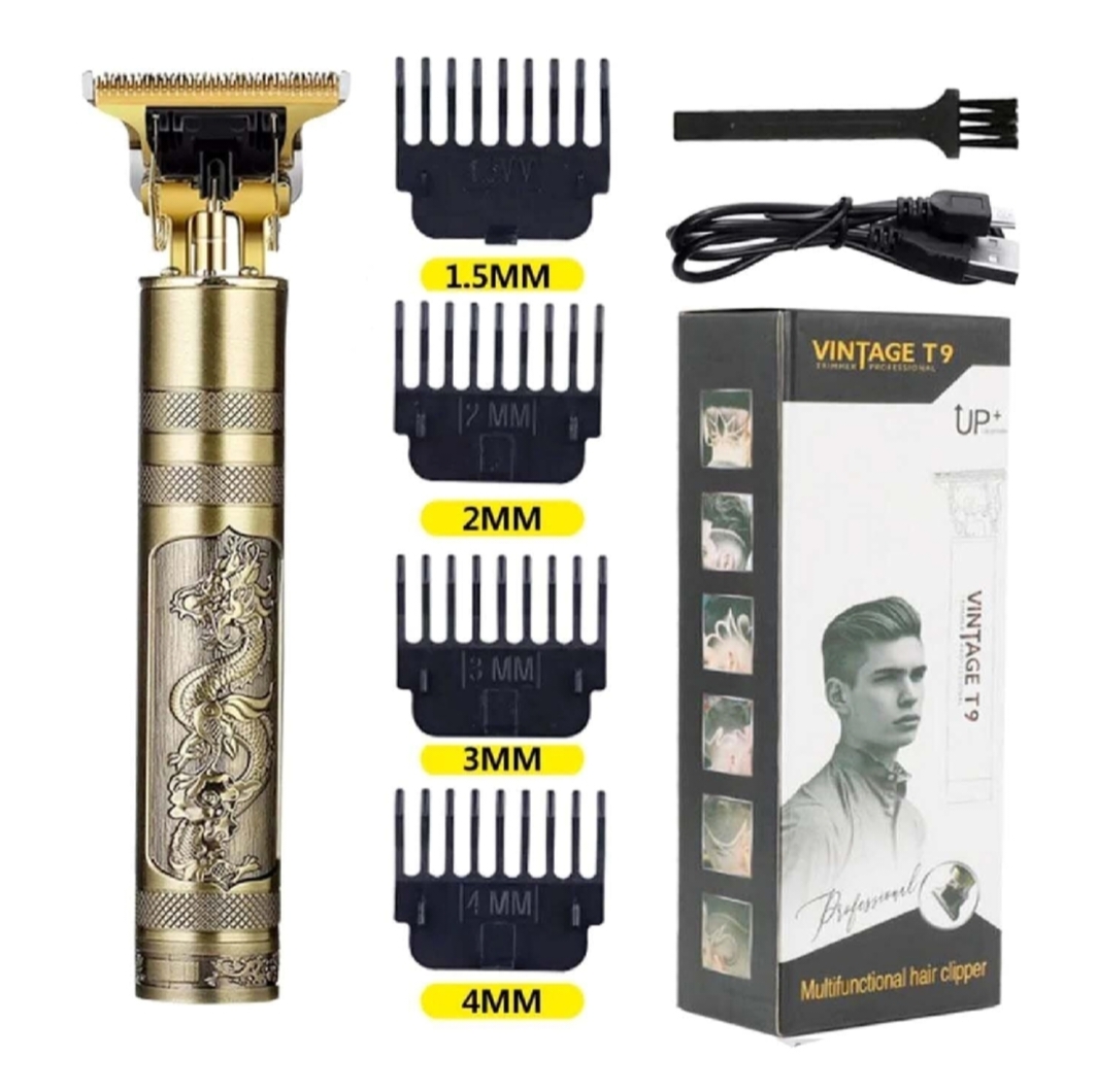Vintage T9 Rechargeable Electric Hair Trimmer Metalic body for men