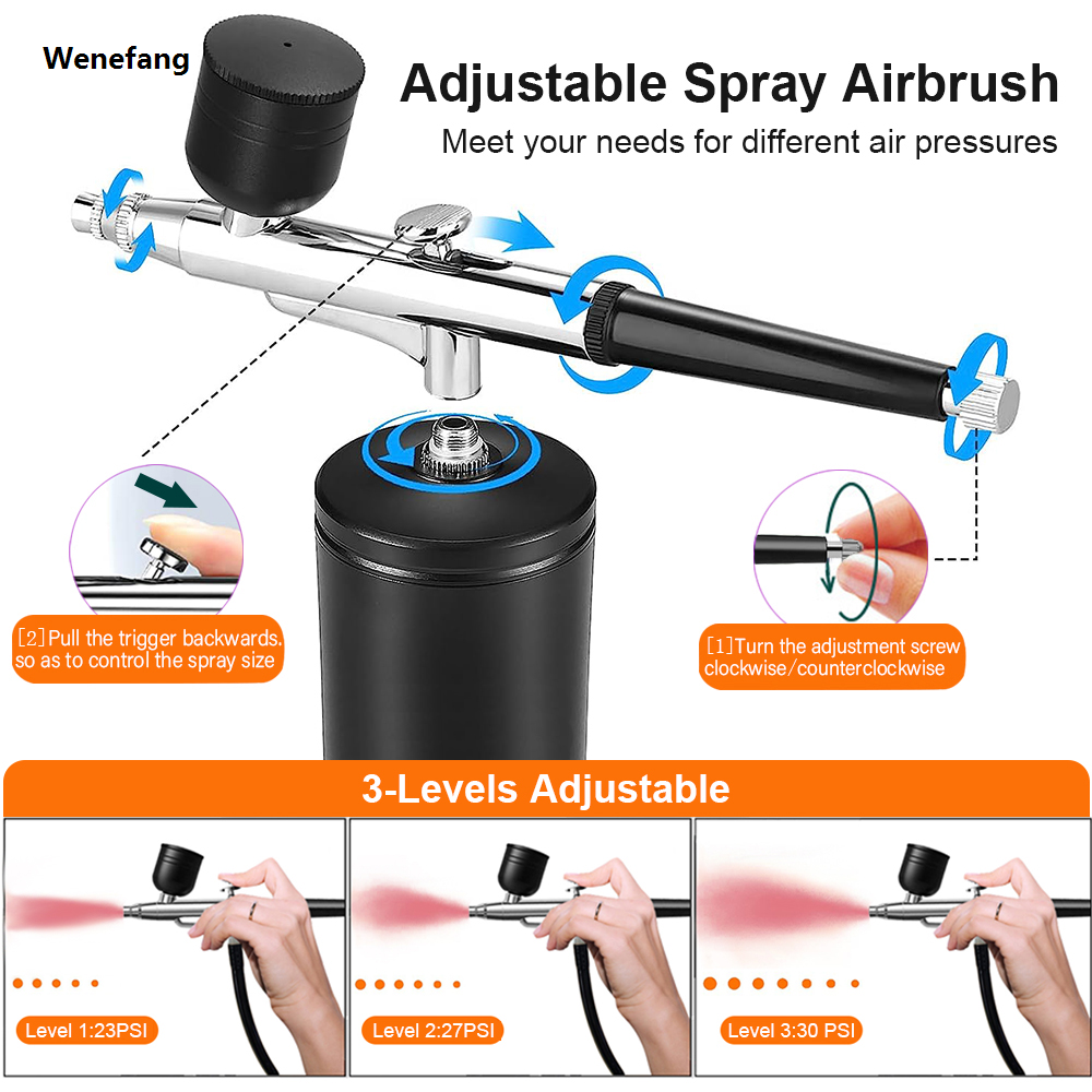 Wenefang Airbrush Nails Art Paint with Compressor Portable Air Brush New For Nail Cake Pastry Makeup Decoration Varnish mener