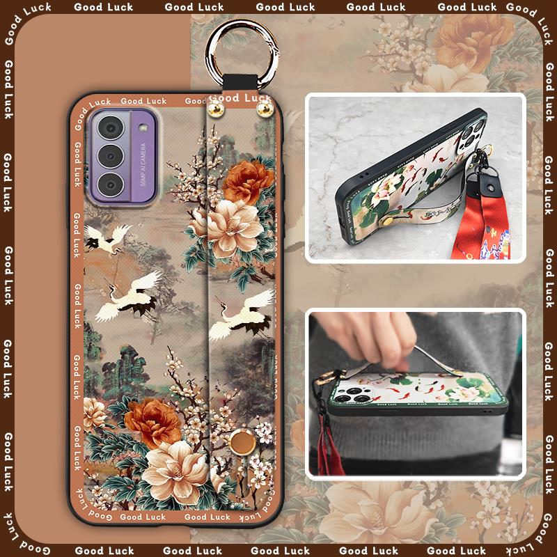 Chinese style fashion Phone Case For Nokia G42 5G Back Cover Kickstand Wristband Lanyard Phone Holder ring old lady