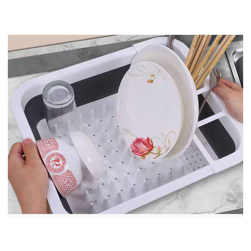 Silicone Collapsible Foldable Dish Drying Rack Portable Dish Drainer Dinnerware Organizer Kitchen