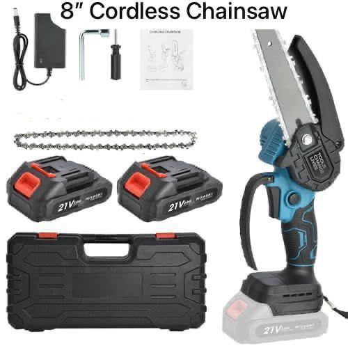 Cordless Chainsaw Tool 8 Inch Brushless Mini Chainsaw Portable Handheld for Garden Wood Cutting