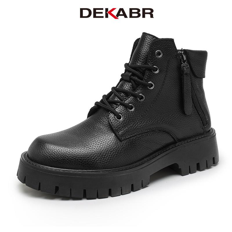 DEKABR 2026 New Fashion Casual Ankle Boots Outdoor Comfortable Business Working Black Genuine Hide Boots