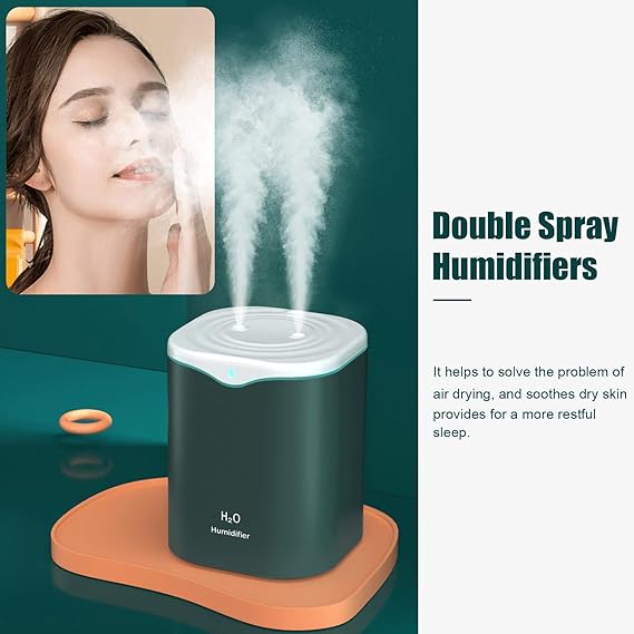 Prime Picks Premium Humidifier | H20 2000ML Large Capacity Humidifier with Multicolor Night Light | Ultra-Quiet Cool Mist Air Humidifier & Aroma Diffuser | Home Bedroom Desktop Air Purifier | 2L USB Portable Mist Maker