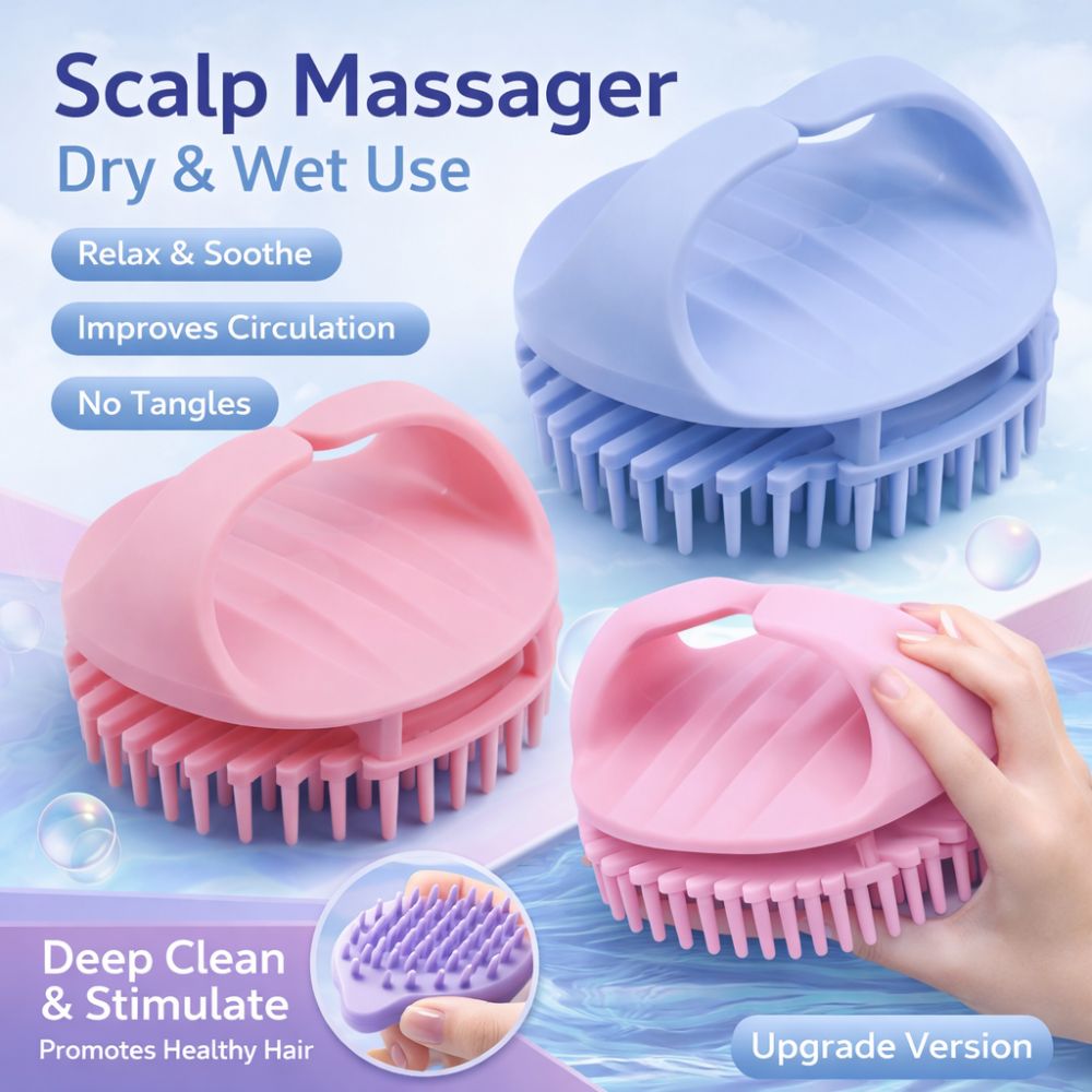 New Wet & Dry Scalp Massager Shampoo Brush Silicone Bristles Dandruff Removal Scalp Care Brush Exfoliation Soft Shampoo Comb For All Hair Types