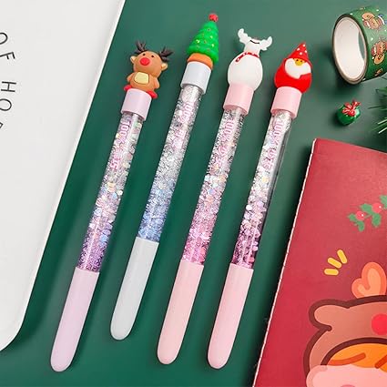 1 Piece Cute Cartoon Crystal Pens Comfortable Writing Black Ink Gel Prn for Kids Girls Children Students Gift 3 Style - Christmas Special