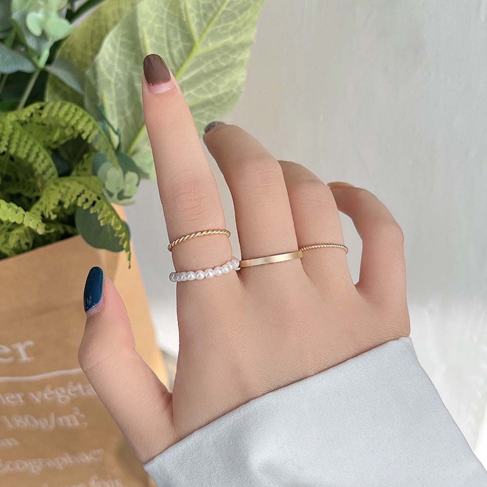Minimalist 4 PCS/Set Circle Women Finger Ring Set Rings Twist Fashion Jewelry