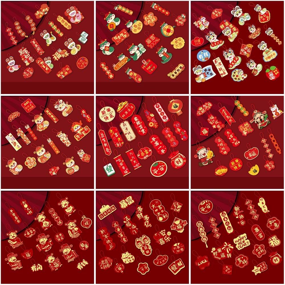 New Red Hanging Pendant Tassel Blessing Card Hanging Ornament Greeting Cards Housewarming Potted Plant Decoration Spring Festival
