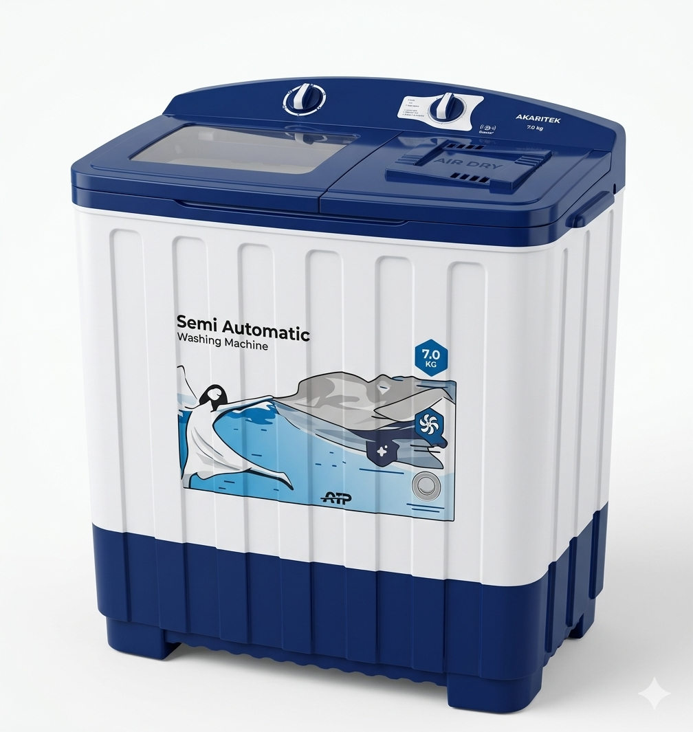 Akaritek 7 Kg Semi Automatic Washing Machine AK-SAG70 - Big Digital