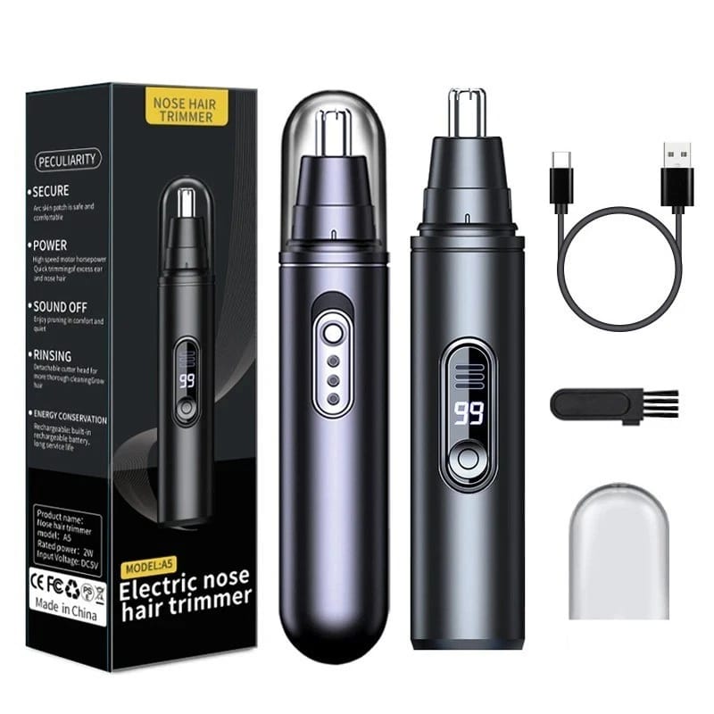 Rechargable Nose Hair Trimmer for Men and Women, Clipper and Ear Hair Trimmer with Water Resistant Nose Hair Trimmer, Black