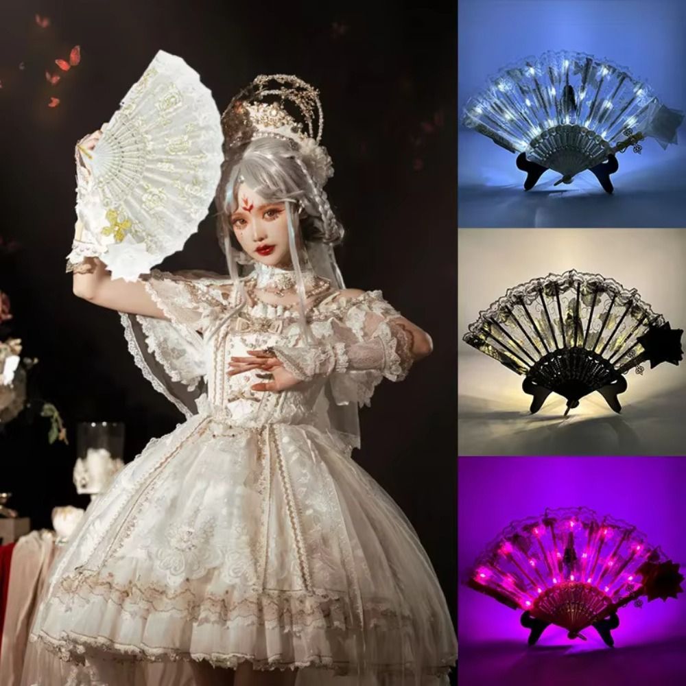 Glowing Hand Fan Creative Glow Folding LED Fan Colorful LED Luminous Dancing Light Fan Festivals Portable LED Luminous Fan Night Show