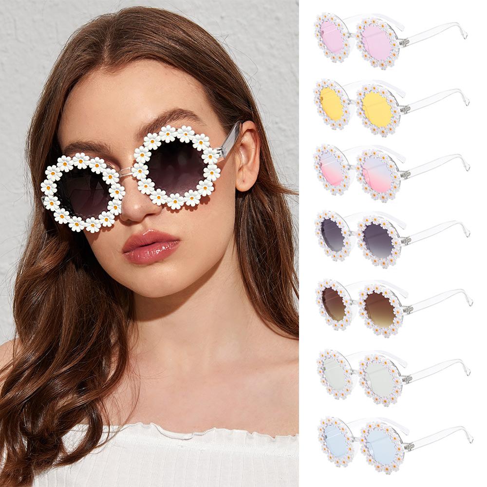 Adults Festival Disco Daisy Sunglasses for Women Shades Round Frame Flower Sun Glasses