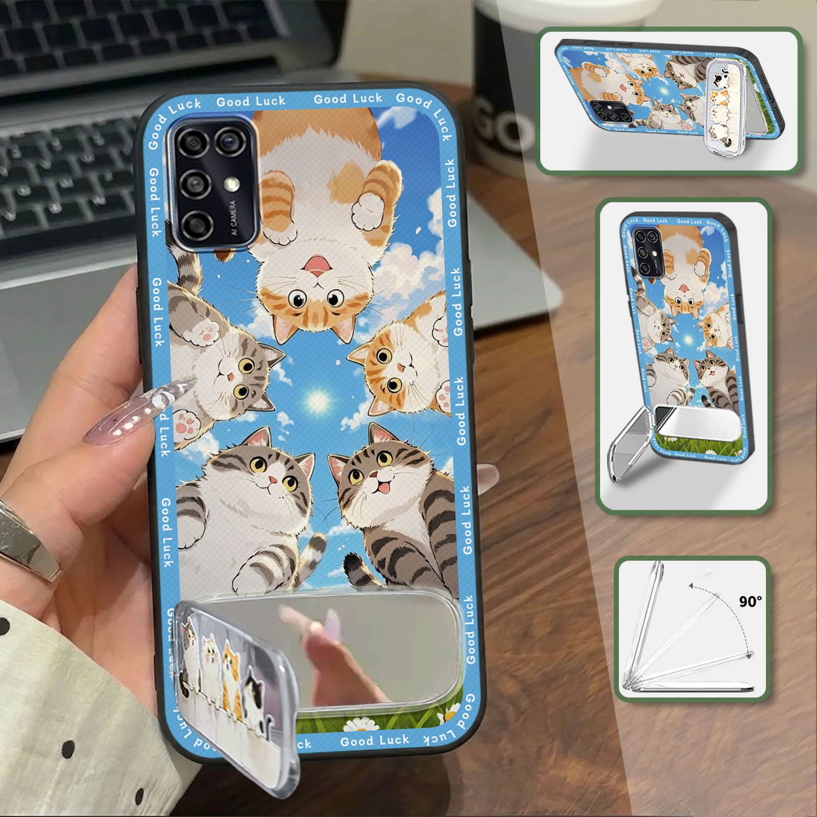 three-dimensional Embroidery Phone Case For ZTE Blade V2020 Smart Anti-dust Shockproof Makeup Mirror Durable Protective
