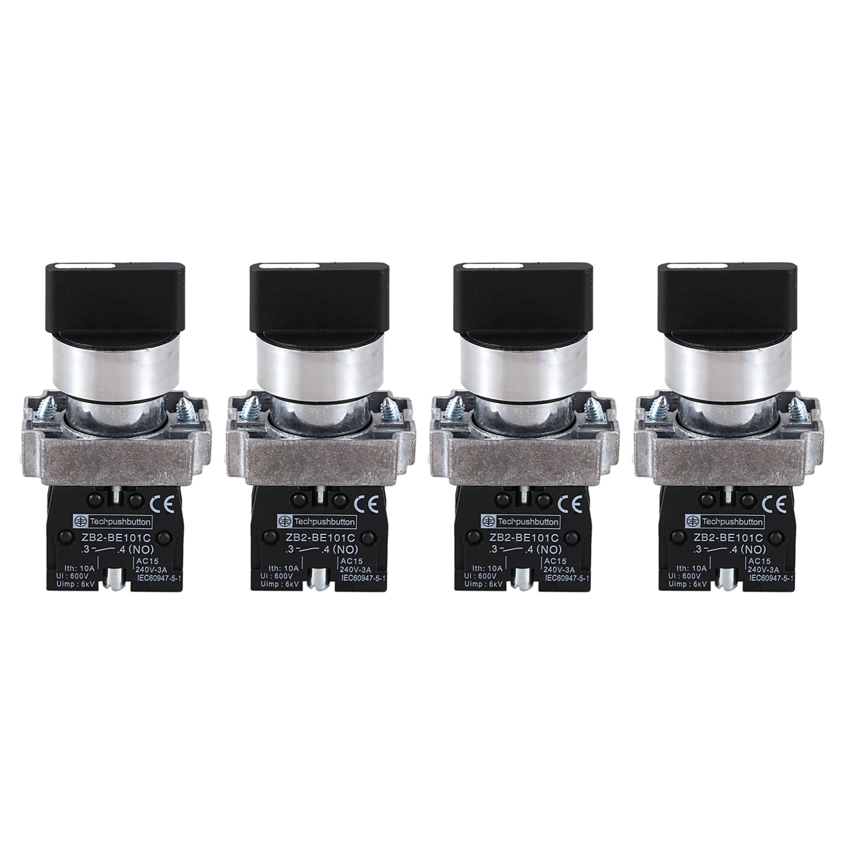 FORIDE 4X 22mm Latching 2 NO 3-Position Rotary Selector Select Switch ZB2-BE101C Black