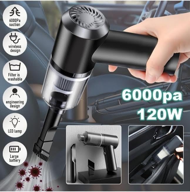 2 In 1 Cooling Powerful Car Vacuum Cleaner Portable Wet & Dry Handheld strong Suction Car Vacuum