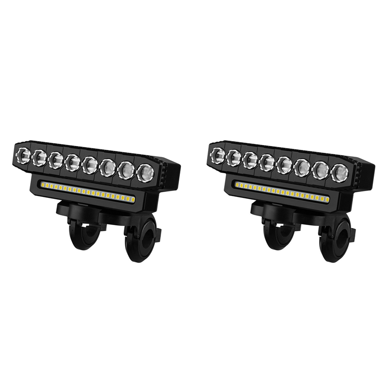 Wurrpopy-2X LED Bike Headlight LED Light Bar with 130DB Bell Bicycle Front Light Power Bank USB Charging,Style 1