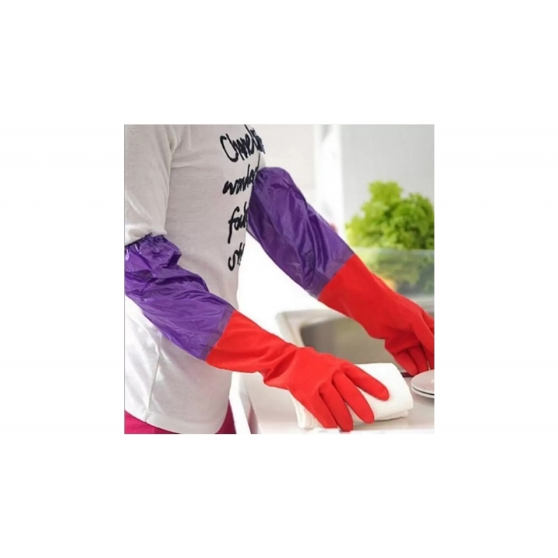 Multi Purpose Reusable Rubber Latex Fur Warm Cotton Lining Inside Gloves Household Long Sleeves