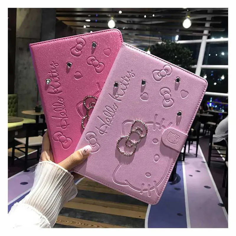 Wenefang Sanrio Hello Kitty Case For iPad 10th Air 1 2 3 Cover For iPad Pro 11 Mini 4 5 6 2019 2020 10.2 Cartoon PU Leather Smart Cover