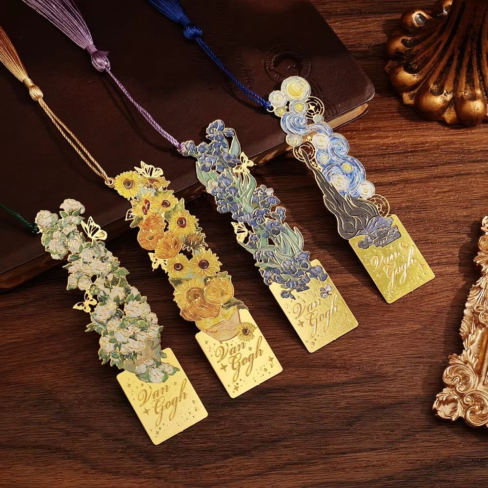 1-6 pcs Lytwtw's Creative Metal Book Mark Vintage Oil Painting Bookmark Office School Supplies Funny Gift