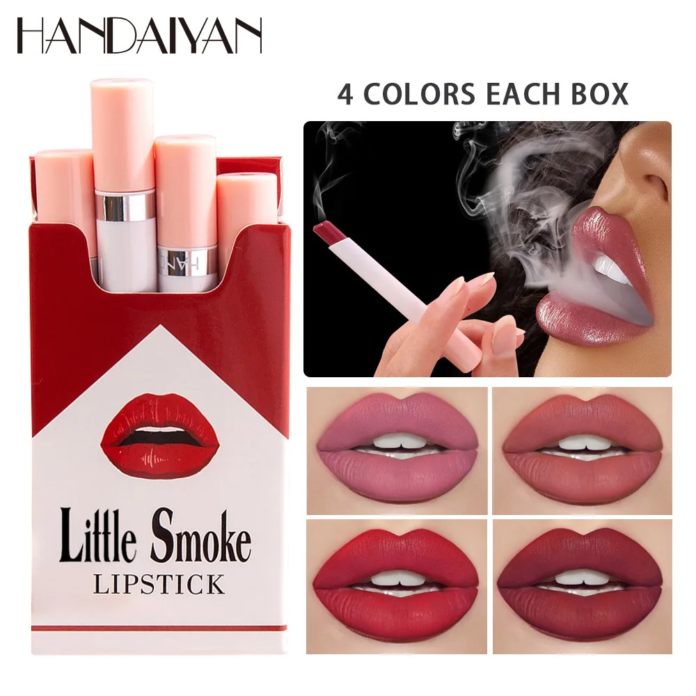Hot Selling Lipstick 4 Pack Set Matte Velvet Small Cigarette Lipstick Not Easy To Fade Lazy Makeup